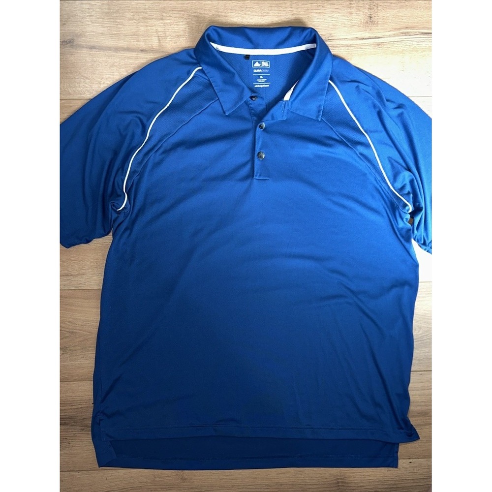 Adidas Golf ClimaCool Polo Shirt Mens XL Blue Short Sleeve 3-Stripe - Picture 2 of 8